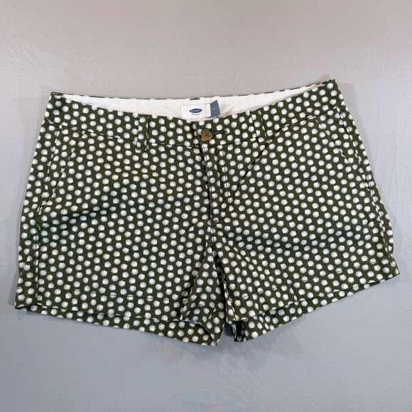 Old Navy Pants - Old Navy Womens Green Seashell Print Shorts Olive White Coastal Summer Size 8